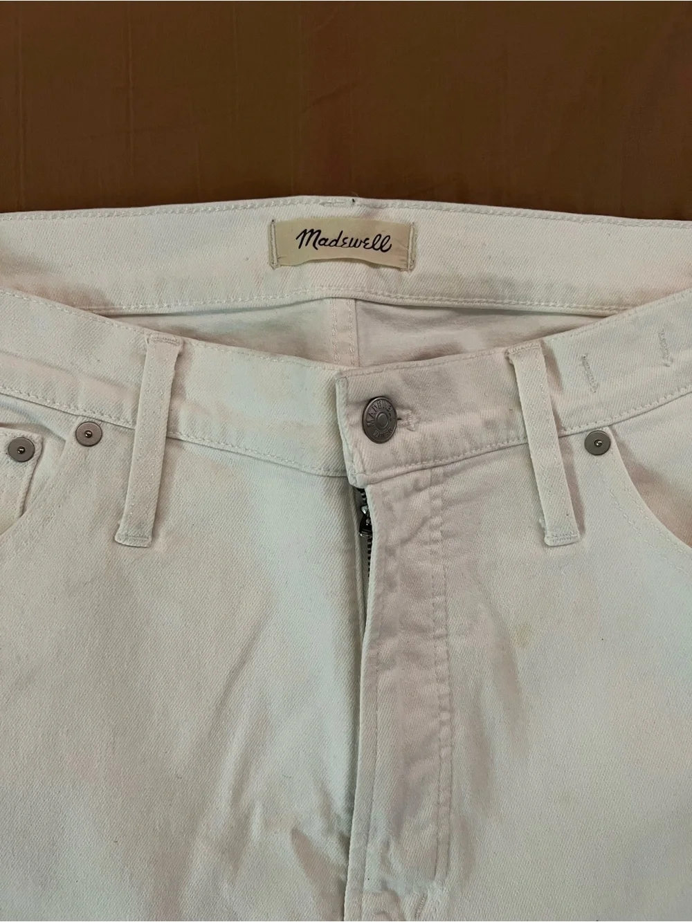 Madewell White Cropped Raw-Hem Jeans